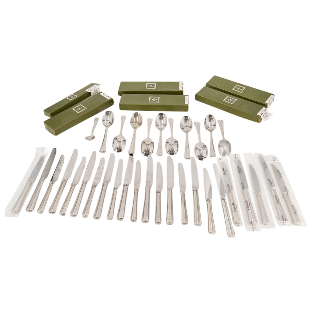 (34 Pc) Christofle Stainless "Valois" Flatware Set (1 of 14)