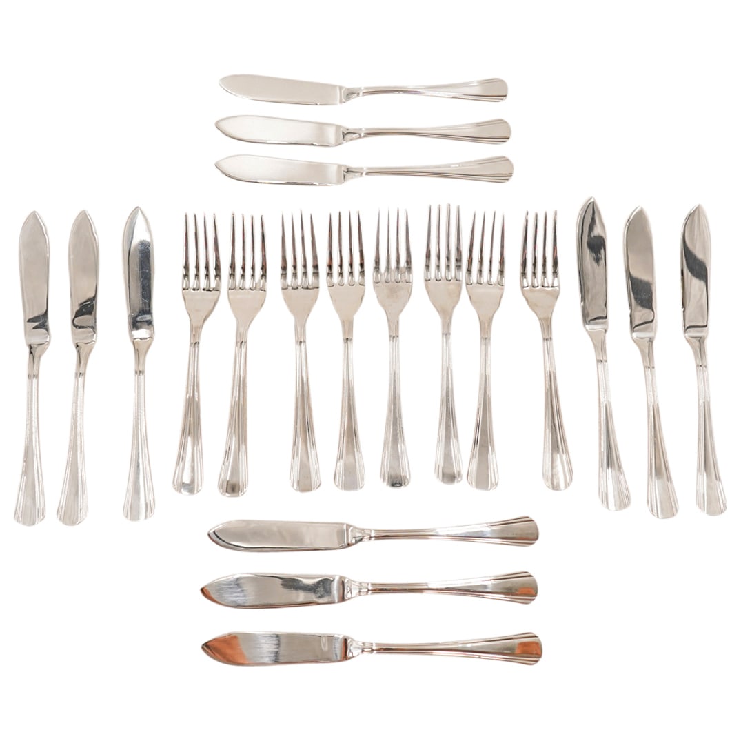 (20 Pc) Christofle Stainless "Palme" Fish Forks & Knives Set (1 of 7)