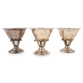 (3) Georg Jensen Sterling GJ Mark 17A Footed Bowls