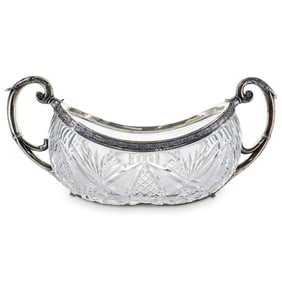 19th Century Karl Albrecht Julius 875 Silver Fitted Crystal Centerpiece