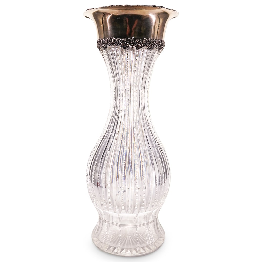 Antique J.F. Fradley & Co Cut Crystal And Sterling Silver Vase (1 of 11)