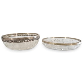 Antique German And Austrian Cut Crystal And 800 Silver Bowls