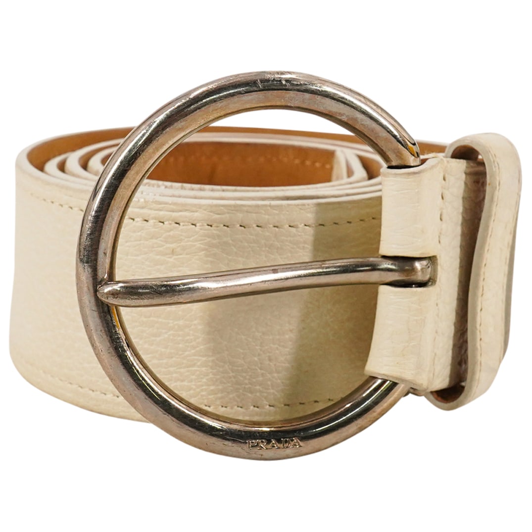 Vintage Designer Prada White Leather Belt (1 of 11)