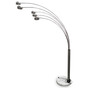 Mid Century Modern Chrome & Marble Floor Lamp