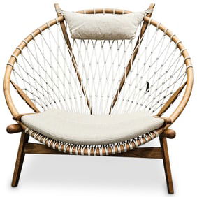 After Hans Wegner Circle Net Lounge Chair Cream