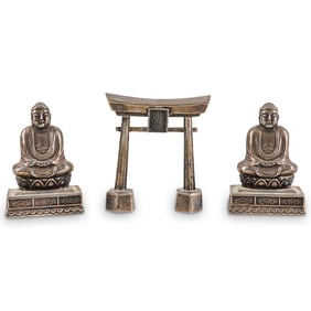 (3 Pc) Japanese Sterling And 970 Silver Shakers