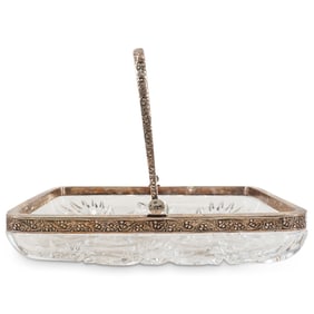 Antique Estonian Theodore Gruhn 875 Silver & Crystal Basket Bowl