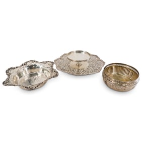 (3 Pc) Antique Sterling And 800 Silver Serving Dishes