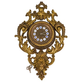 Antique Ornate Gilt Bronze Wall Clock