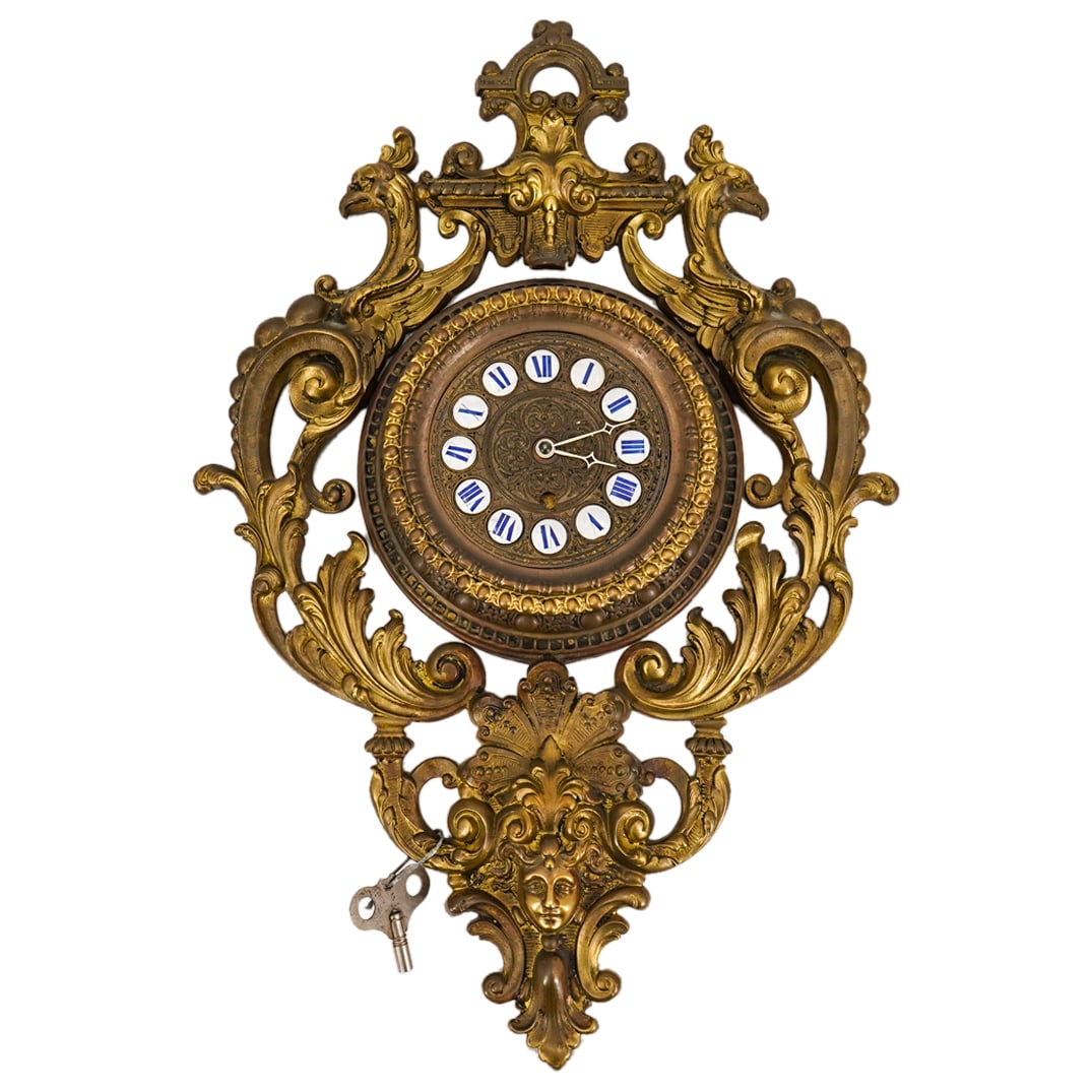 Antique Ornate Gilt Bronze Wall Clock (1 of 8)
