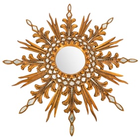 Late 20th Century Sunburst Carved Giltwood Mirror