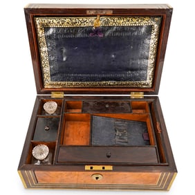 Victorian Brass Inlaid Dressing Box