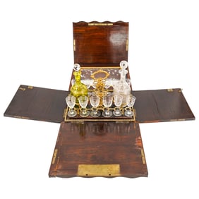 Antique Ebonized Wood Tantalus Set