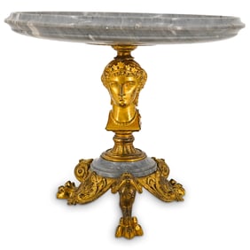 Antique French Empire Barbedienne Gilt Bronze & Marble Centerpiece