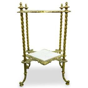 Vintage Brass & Marble Two Tier Side Table