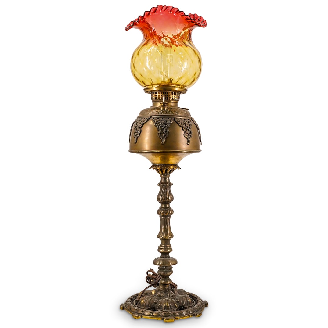 Antique Victorian Brass Parlor Lamp (1 of 7)