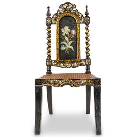 Victorian Lacquered Inlay and Polychrome Chair
