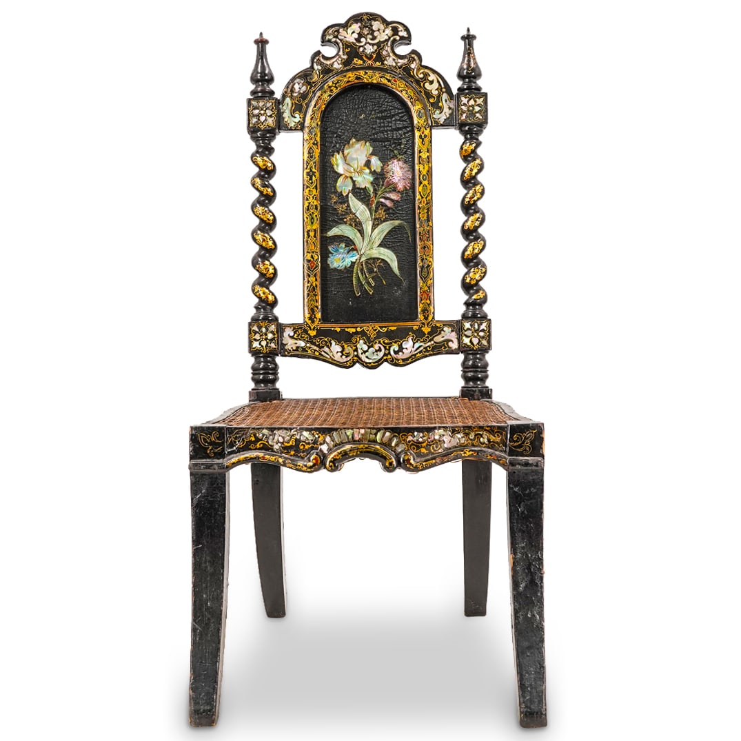 Victorian Lacquered Inlay and Polychrome Chair (1 of 12)