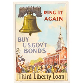 1917 American "Ring It Again / Third Liberty Loan" Color Lithograph Poster