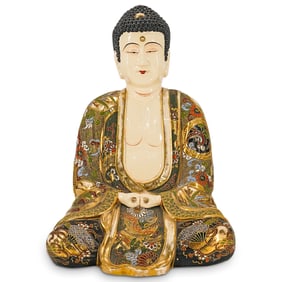 Antique Japanese Satsuma Porcelain Seated Buddha