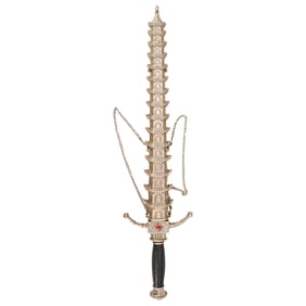 Chinese Stainless Steel Dagger In Pagoda Sheath