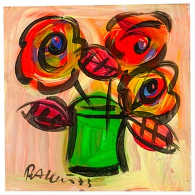 Peter Keil (B. 1942) "Flowers III" Oil On Board