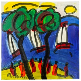 Peter Keil (B. 1942) Beach Scene Oil On Board