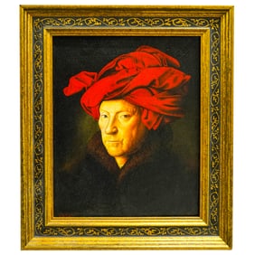Antique After Jan van Eyck (Late 14th C. to 1441) Portrait Oil On Canvas