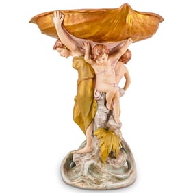 Royal Dux Art Nouveau Porcelain Figural Footed Centerpiece