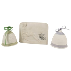 (3 Pc) Lladro Porcelain Ornaments & Plaque