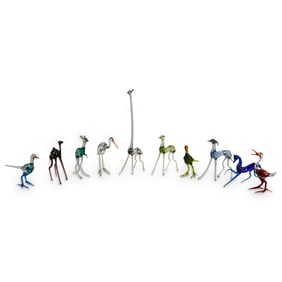 (10 Pc) Murano Art Glass Animal Figurines Collection