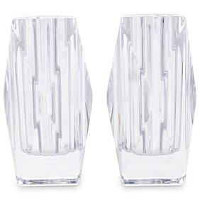 (2 Pc) Baccarat Crystal Small Bud Vases Pair Set