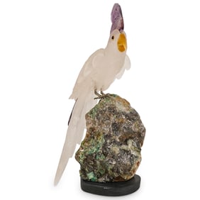 Carved Hard Stone Bird On Ore Base