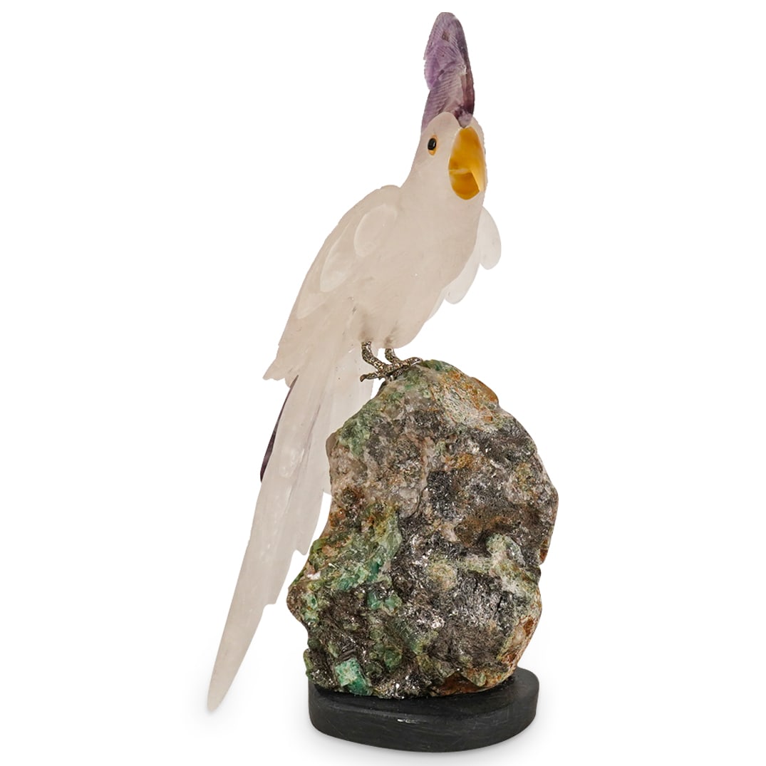Carved Hard Stone Bird On Ore Base (1 of 8)
