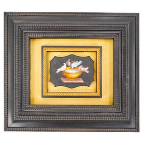 Italian Micro Mosaic Paperweight of "Doves of Plini"