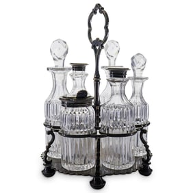(7 Pc) Silver Plated English Cruet Set