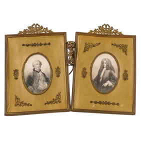 Antique French Double Frame W/ Candlestick