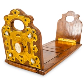 Antique Victorian Wood & Gilt Brass Book Slide