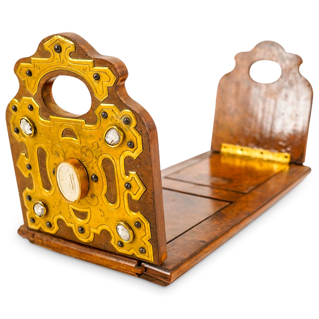 Antique Victorian Wood & Gilt Brass Book Slide (1 of 12)