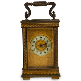 Antique French Finely Etched Carriage Clock