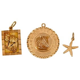 (3 Pc) 14K Gold Pendants