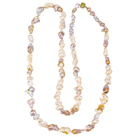 Baroque Pearl Necklace W/ Sterling Silver Clasp