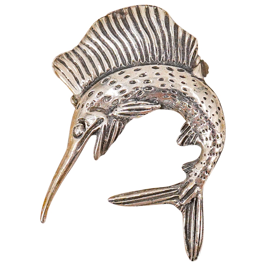 Sterling Silver Marlin Fish Pin Brooch (1 of 3)