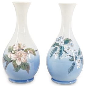 Pair Royal Copenhagen Floral Porcelain Vases