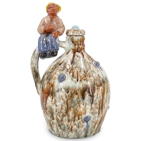 Signed Stoneware Ceramic Drip Glaze Jug