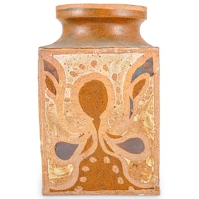 Vintage Earthenware Square Vase