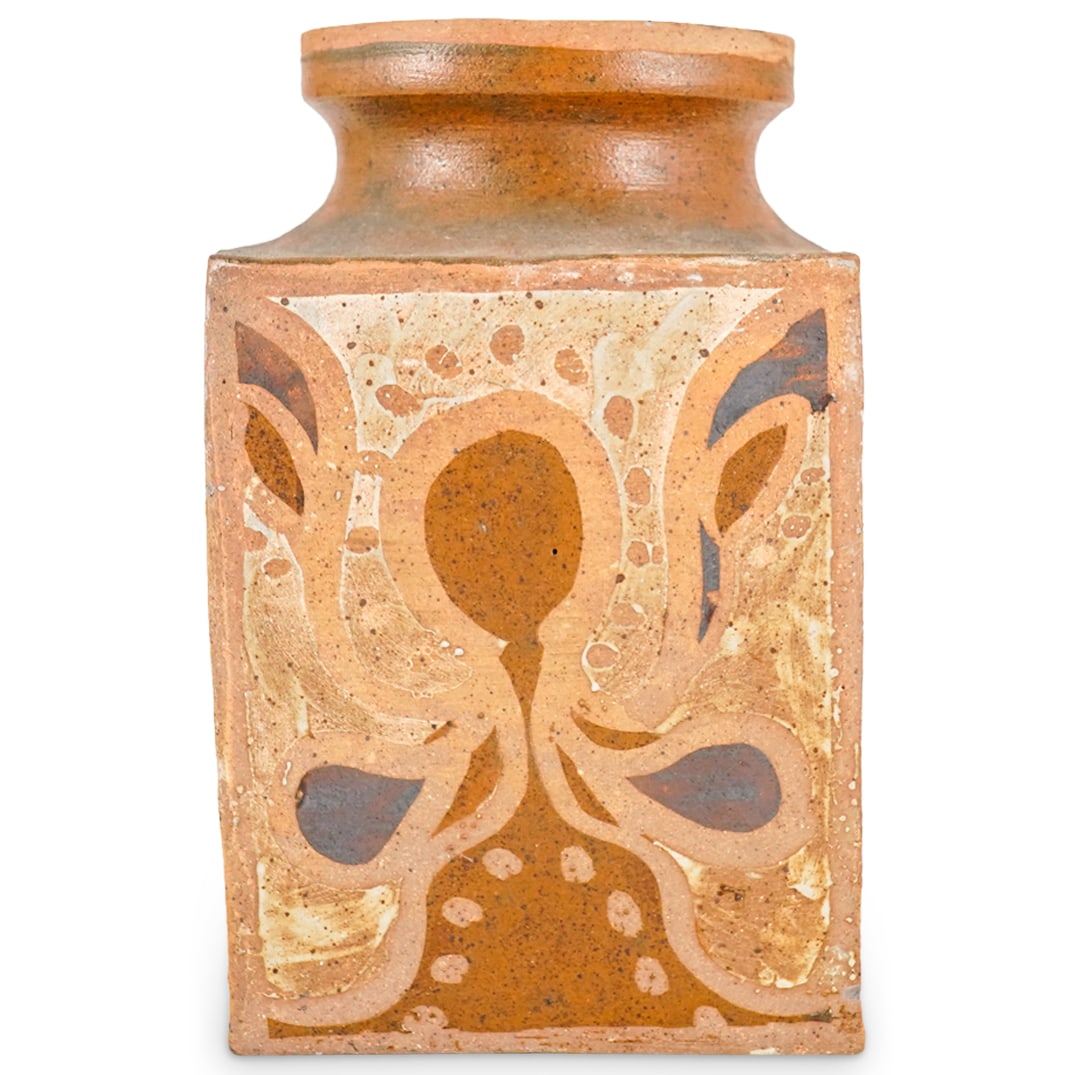 Vintage Earthenware Square Vase (1 of 9)