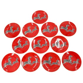 (12 Pc) Scalamandre By Lenox "Zebras" Porcelain Plates Set