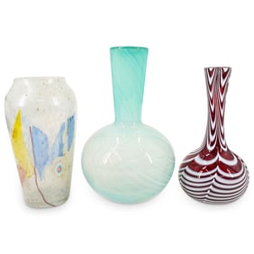 (3 Pc) Art Glass Vases