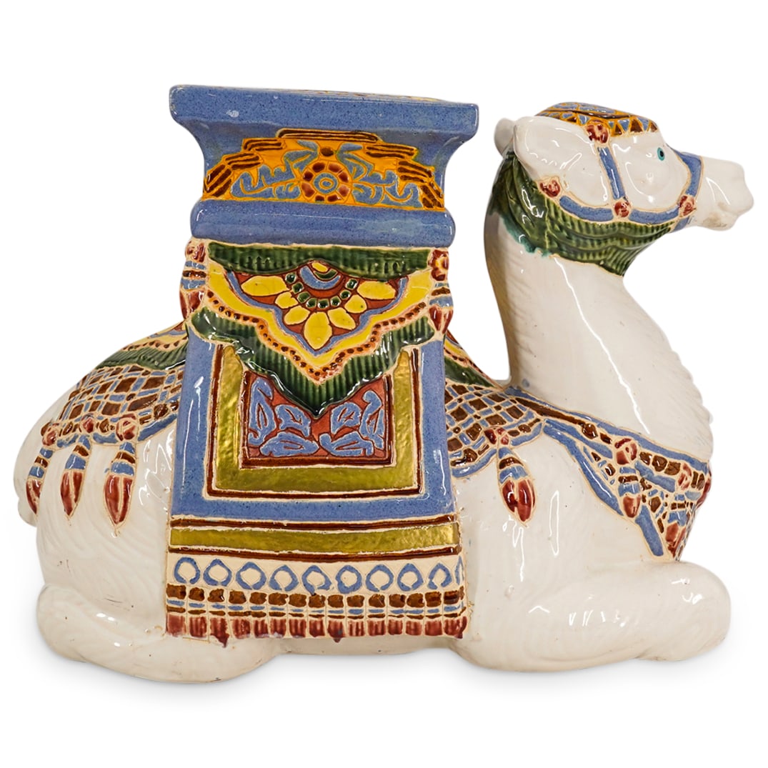 Polychrome Ceramic Camel Garden Seat (1 of 13)